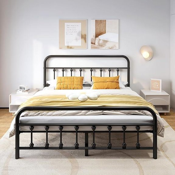 Vengarus Queen Metal Bed Frame with Headboard