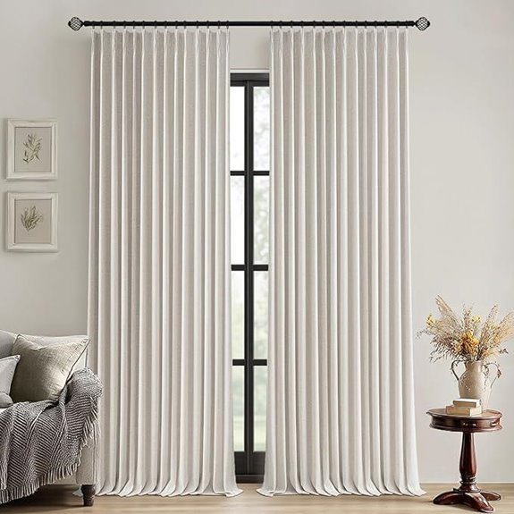 Miulee Blackout Linen Curtains 90 Inch 2 Panels