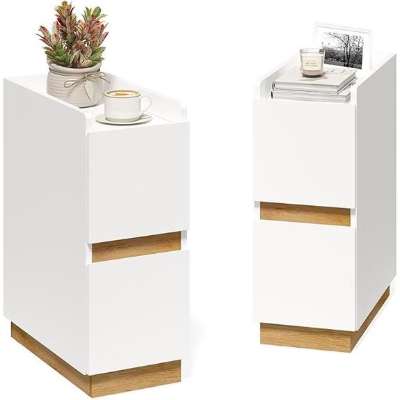 Slim Modern Nightstand Set of 2 with Drawers