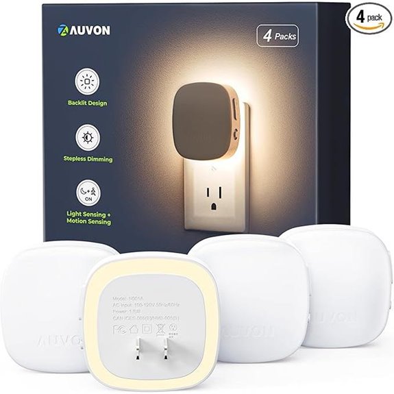 AUVON LED Night Light with Motion & Dusk Sensors (4 Pack)