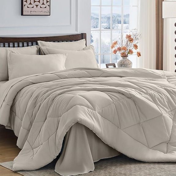HEVUMYI Queen Oatmeal Comforter Set (7 Pieces)