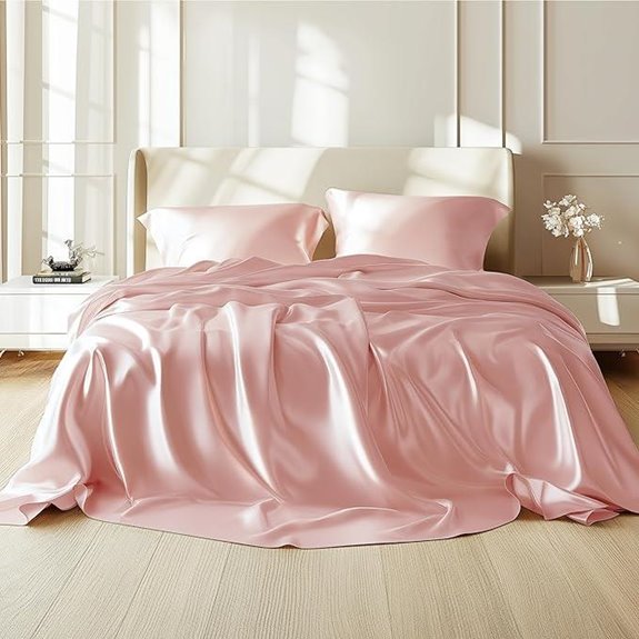 Mulberry Silk Sheet Set Queen 22 Momme Pink