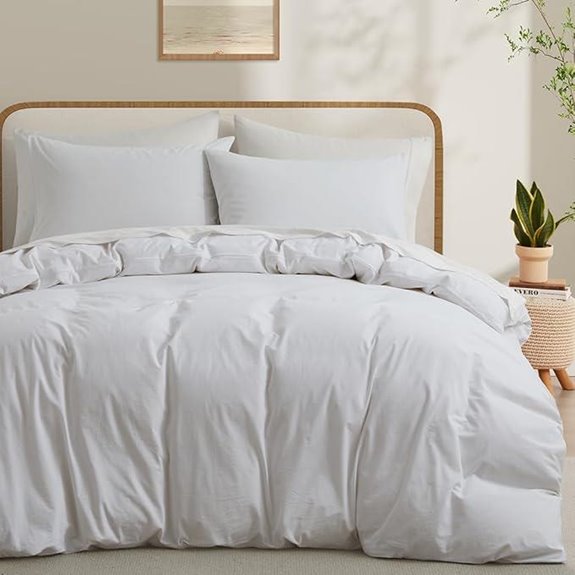 Queen Size Cotton Duvet Cover Breathable White Linen