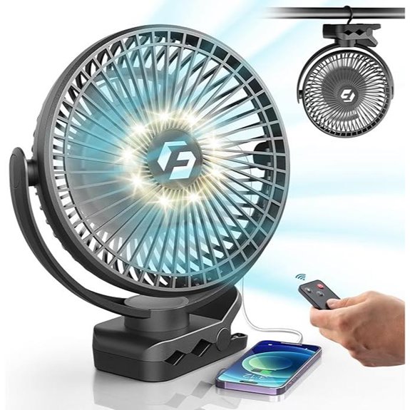 Korbot 8-Inch Rechargeable Clip-On Fan