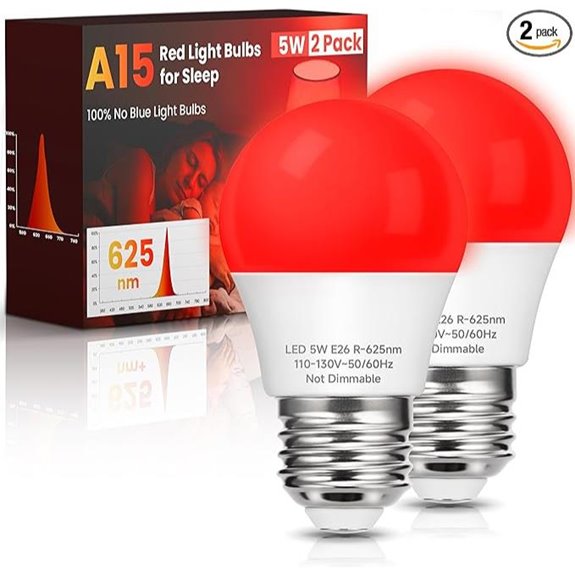Red A15 Sleep Light Bulbs 2 Pack