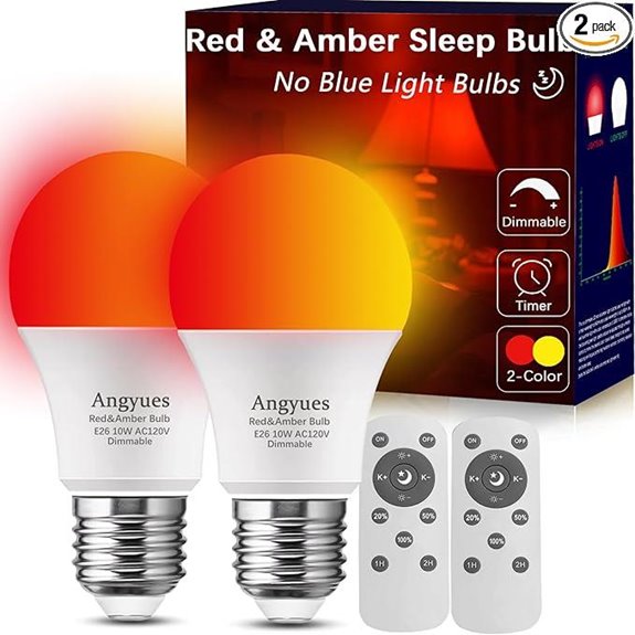 Red and Amber Sleep Bulb with Remote (2 Pack)
