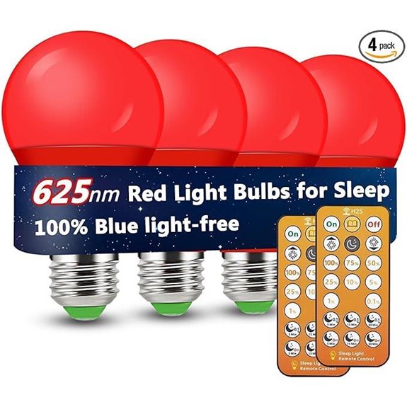Red Light Bulb for Sleep Remote Control 4 Pack