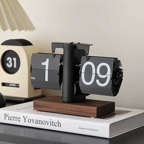 Retro Digital Flip Clock with Walnut Base