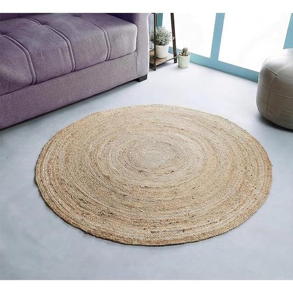 Hausattire Jute Braided Rug 4’ Round Reversible Boho Rug