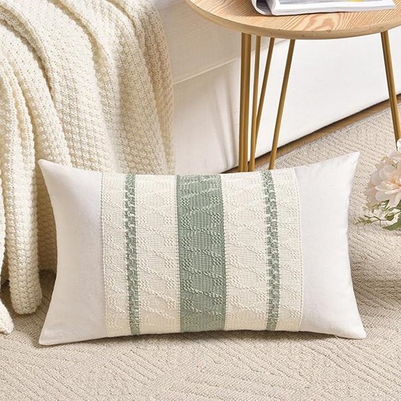 Sage Green Boho Lumbar Pillow Covers 12x20