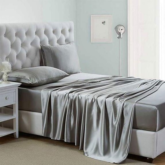Lanest Queen Satin Bed Sheet Set with Deep Pockets
