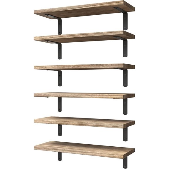 WOPITUES Wood Floating Shelves Set (6) Rustic Brown