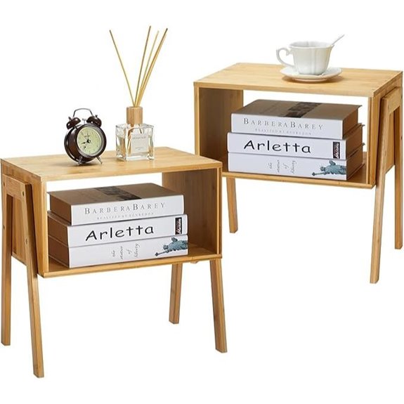 Pipishell Bamboo Nightstands Set of 2 with Storage