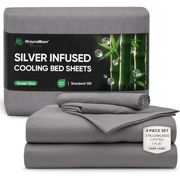 Silver Infused Organic Bamboo Bed Sheets (Queen Darkgray)