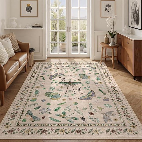 6'x9' Insect Print Rug – Stain-Resistant & Soft