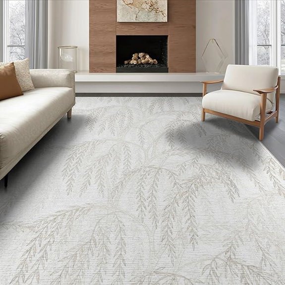 6'x9' Washable Zen Leaf Area Rug for Bedroom