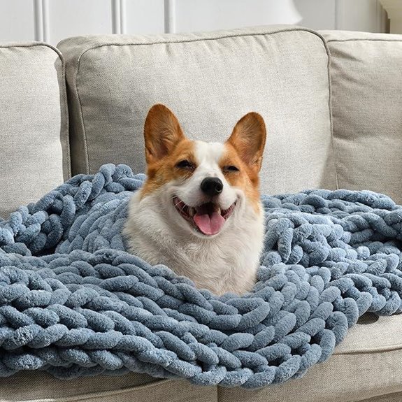 Soft Chunky Knit Blanket 50x60 in – Cozy Blue Gift Pack