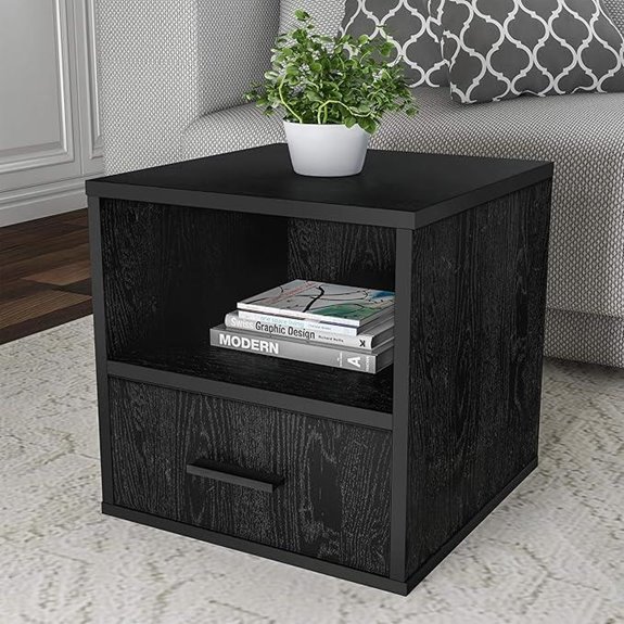 Stackable Modern Black Cube End Table