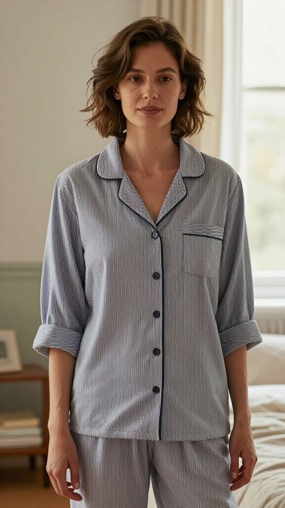 stylish breathable striped pajamas