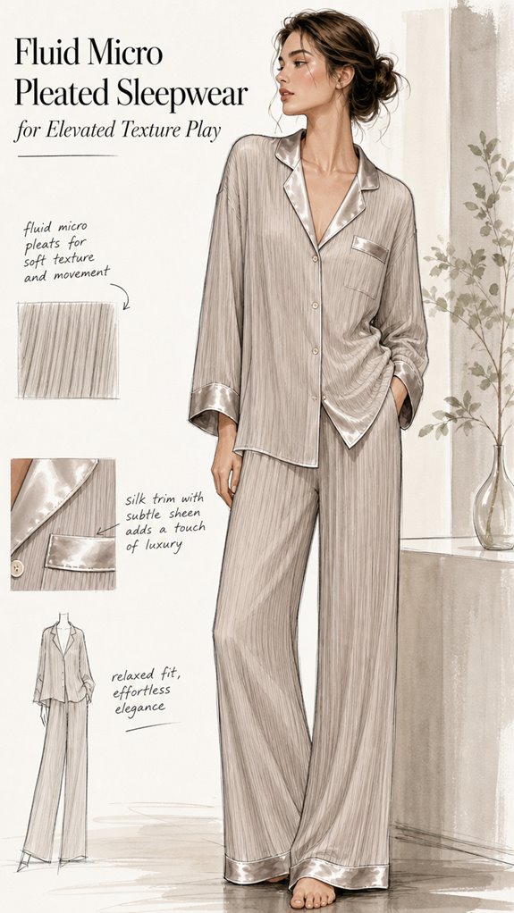 textured pleated sleepwear