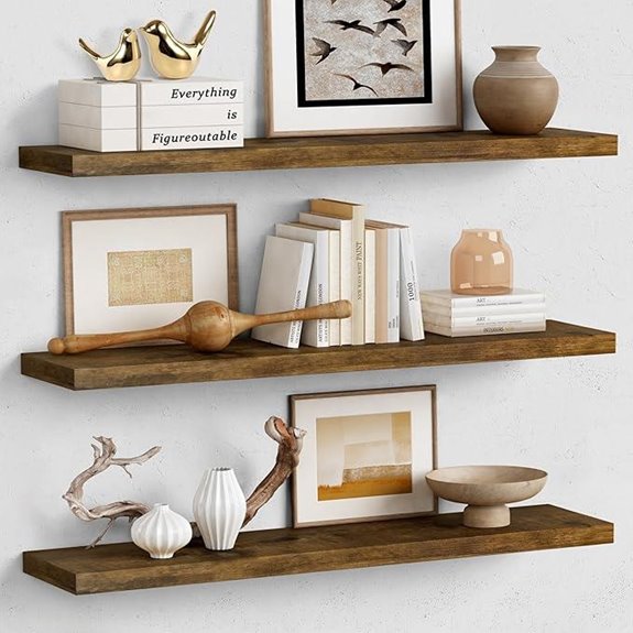 Forbena 36 Floating Shelves Set of 3 Rustic Dark Brown