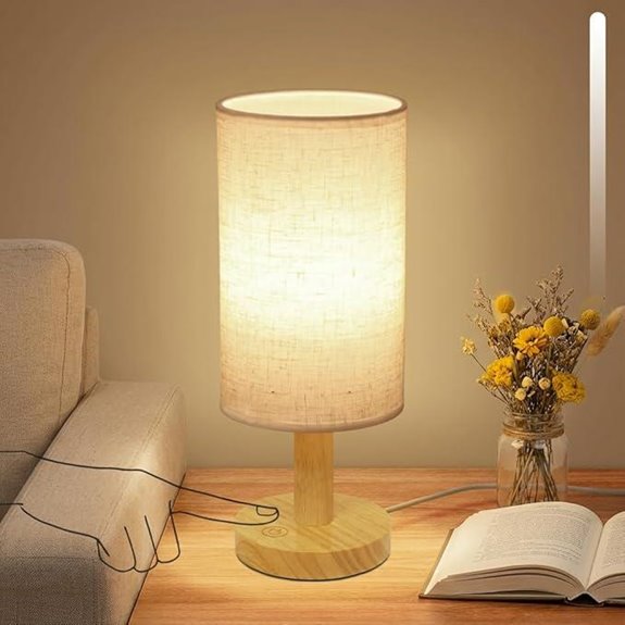Touch Bedside Lamp with Dimming and USB Power
