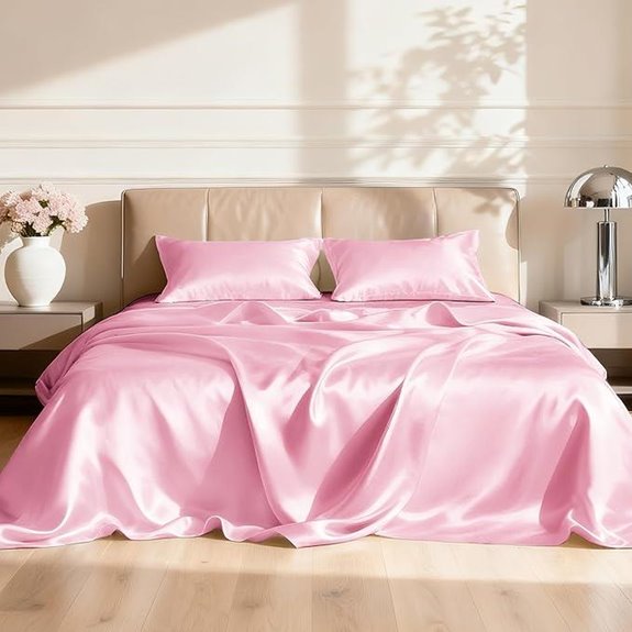 Love's Satin Queen Sheets Set (4-piece Pink Deep Pocket)