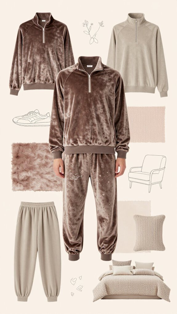 velour tracksuits with textured shorts