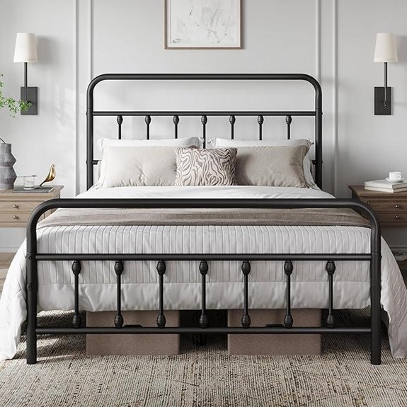 Yaheetech Victorian Metal Platform Bed Frame with Storage