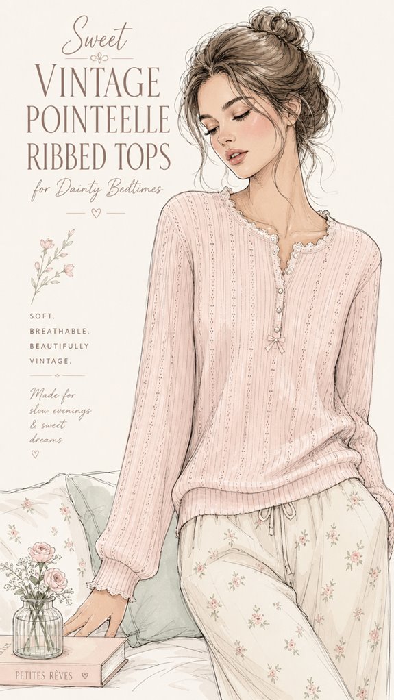 vintage pointelle ribbed bedtime tops