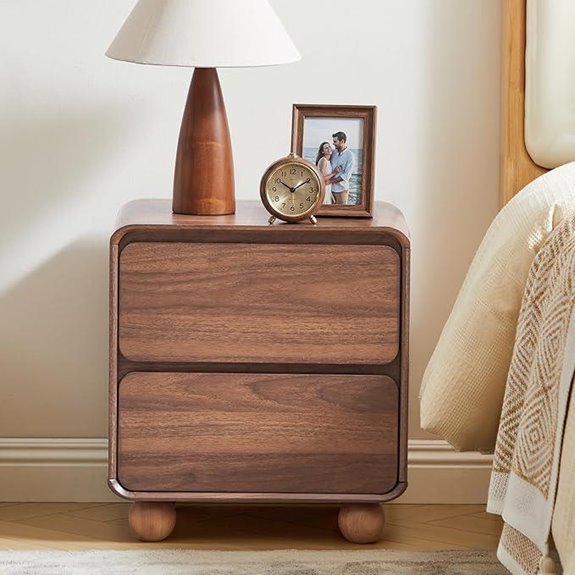 AVZEAR 2-Drawer Dresser with Curved Handles Walnut