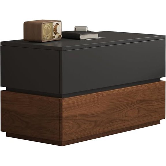 Mid Century Nightstand with 2 Drawers and Walnut Finish