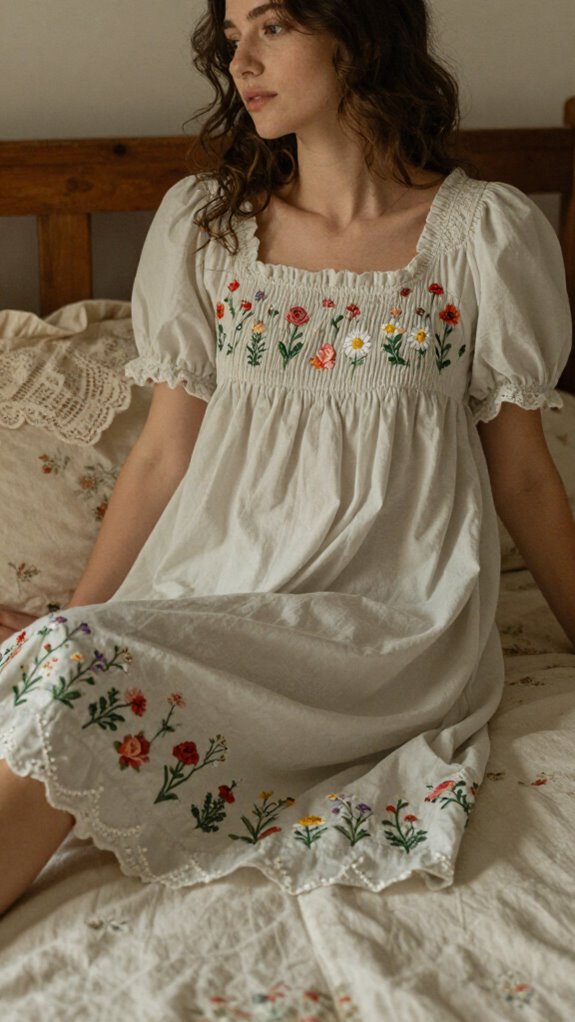 whimsical floral embroidered nightwear
