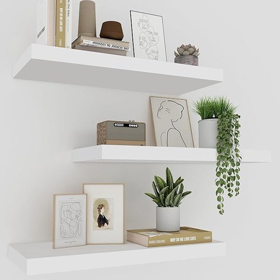 Upassion White Floating Shelves (Set of 3)