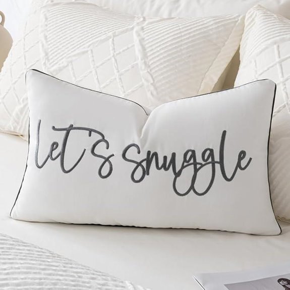 Sunkifover Snuggle Lumbar Pillow Cover 12x20 White-Grey
