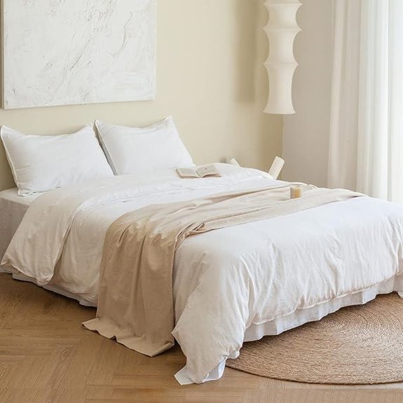 Biselina French Linen Duvet Cover Set Queen White