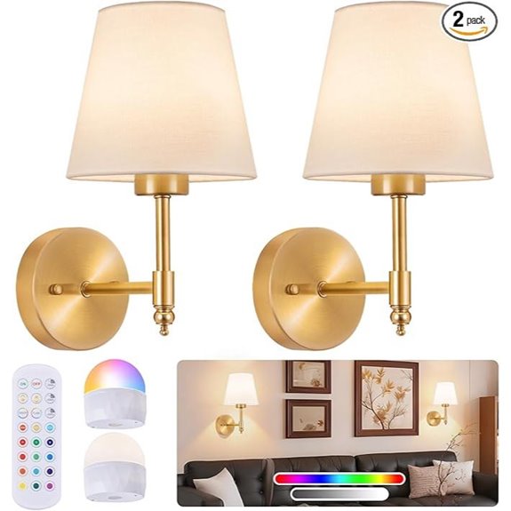 Wireless Rechargeable Wall Sconce Set with Remote