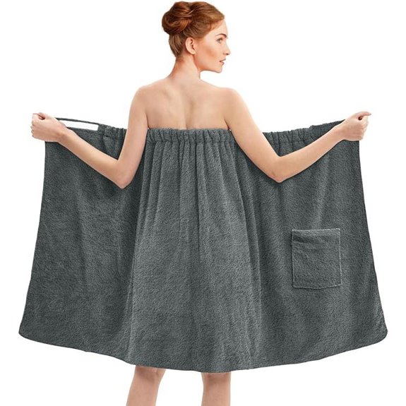RIVERSIDE Women's Cotton Terry Towel Wrap with Pockets