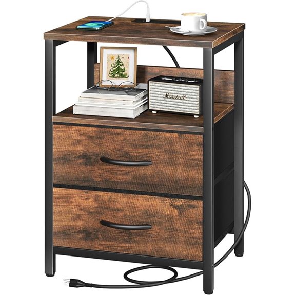 Yoobure Nightstand with USB Charging Station Storage